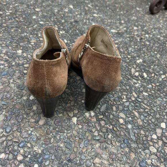 MICHAEL Michael Kors Norma Brown Suede Leather Ankle Wedge Bootie Boots Size 6.5 - Picture 8 of 11